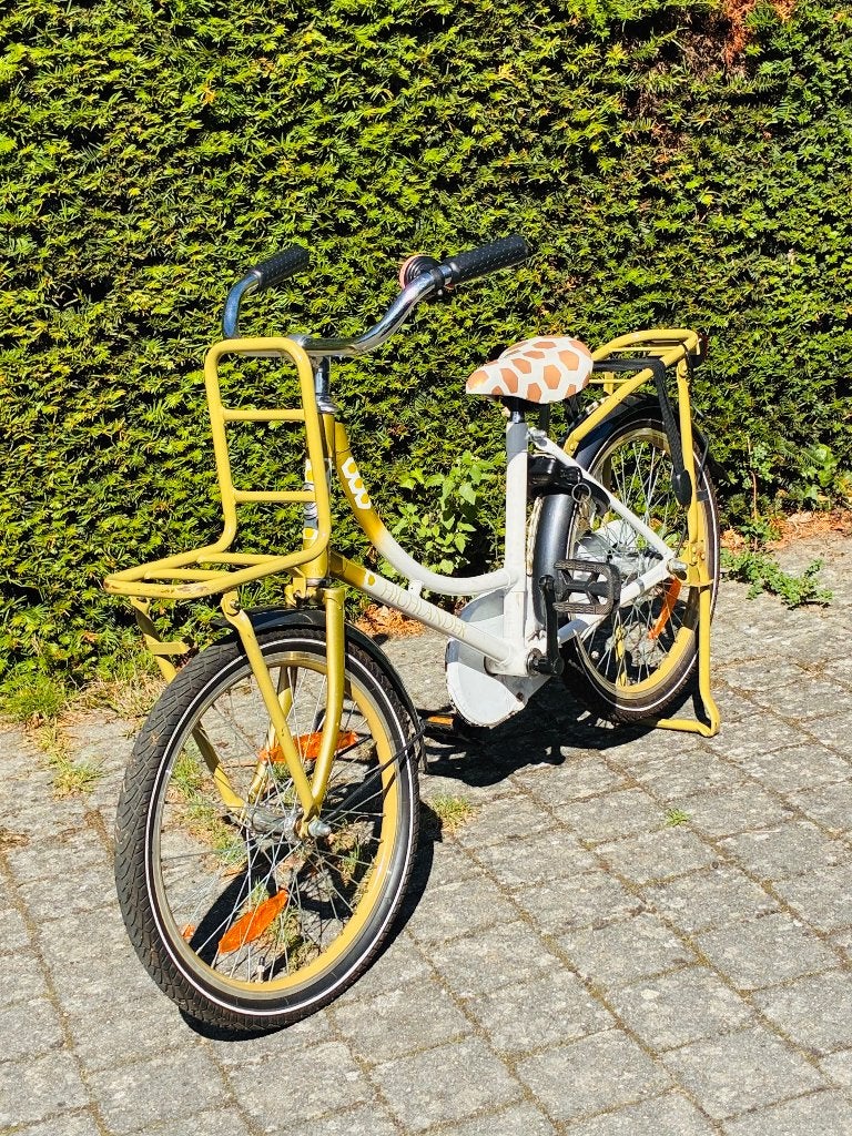 Leuke meisjesfiets, geel/wit, 20 inch, Ophalen, Gebruikt, Terugtraprem, 20 inch of meer