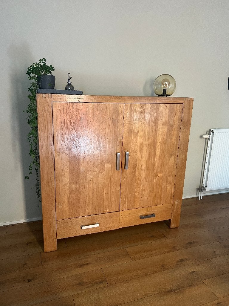 Massief Grenen Wandkast, Ophalen, Met plank(en), 100 tot 150 cm, Zo goed als nieuw