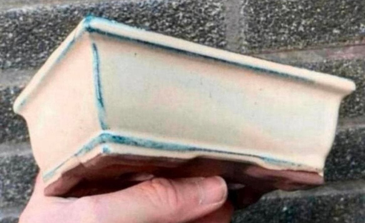 Bonsai schaal crème geglazuurd aardewerk 15,6x11,5x5,6, Nieuw, Ophalen of Verzenden, Aardewerk, Rechthoekig