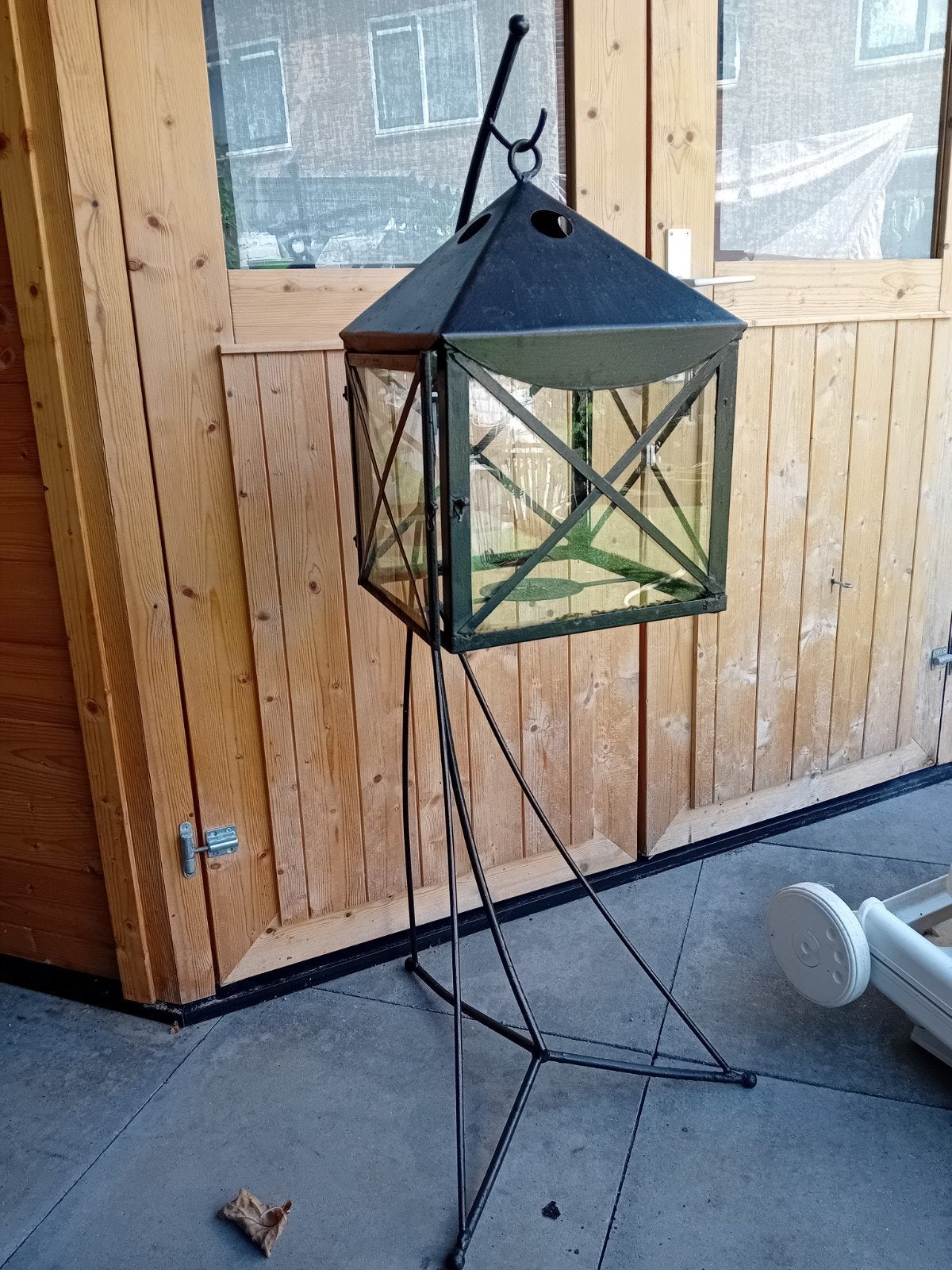 Windlicht op standaard, ca. 130 cm hoog, Ophalen, Gebruikt, Zwart, Metaal