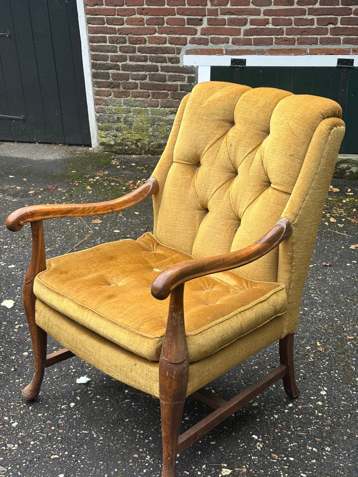 Gratis afhalen 3 fauteuils oker geel fluweel spakman&co, Ophalen, Zo goed als nieuw, Minder dan 75 cm, 50 tot 75 cm