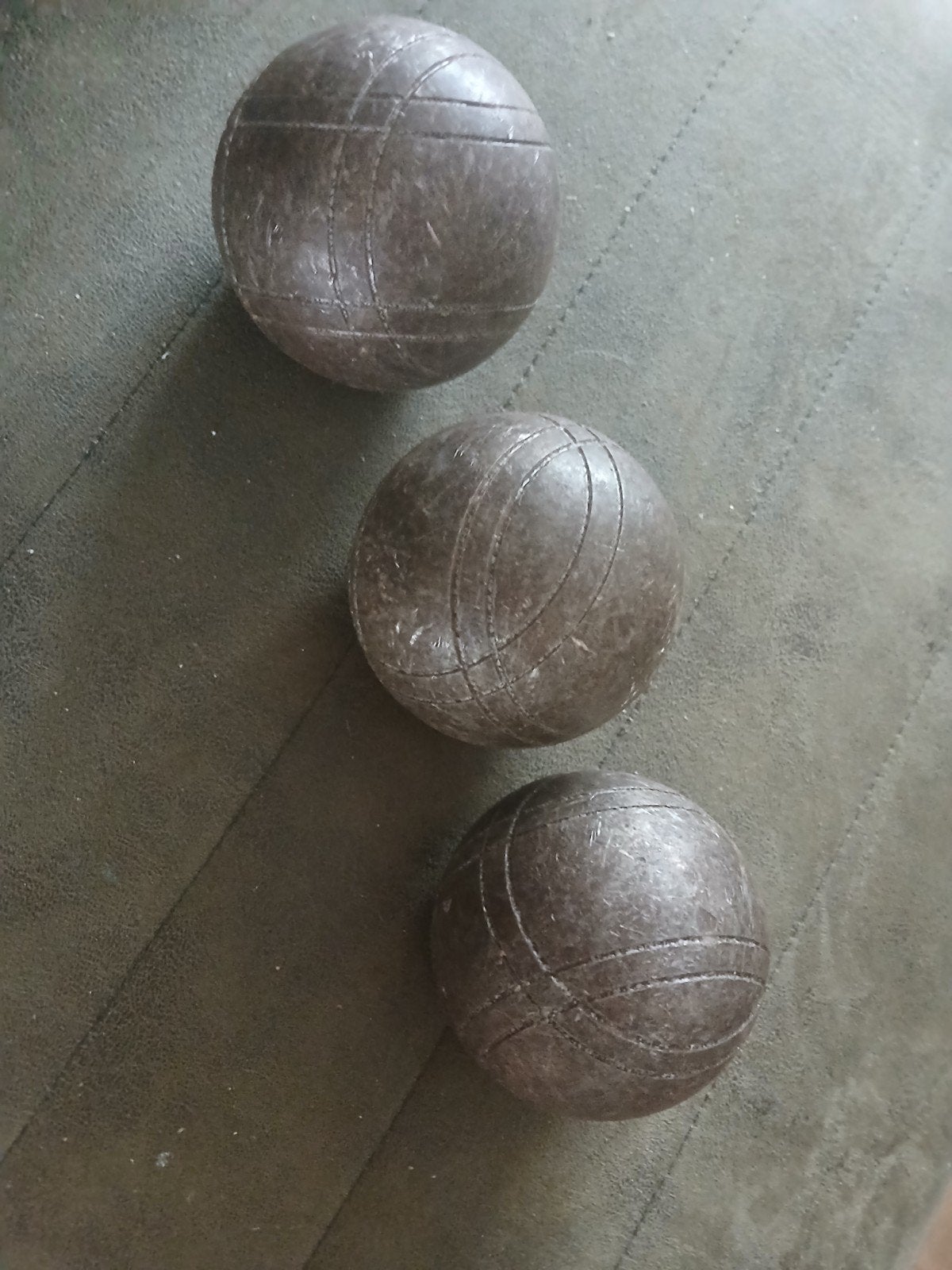 Set van 3 vintage jeu de boules ballen 23 cm 565 gram, Ophalen of Verzenden, Gebruikt