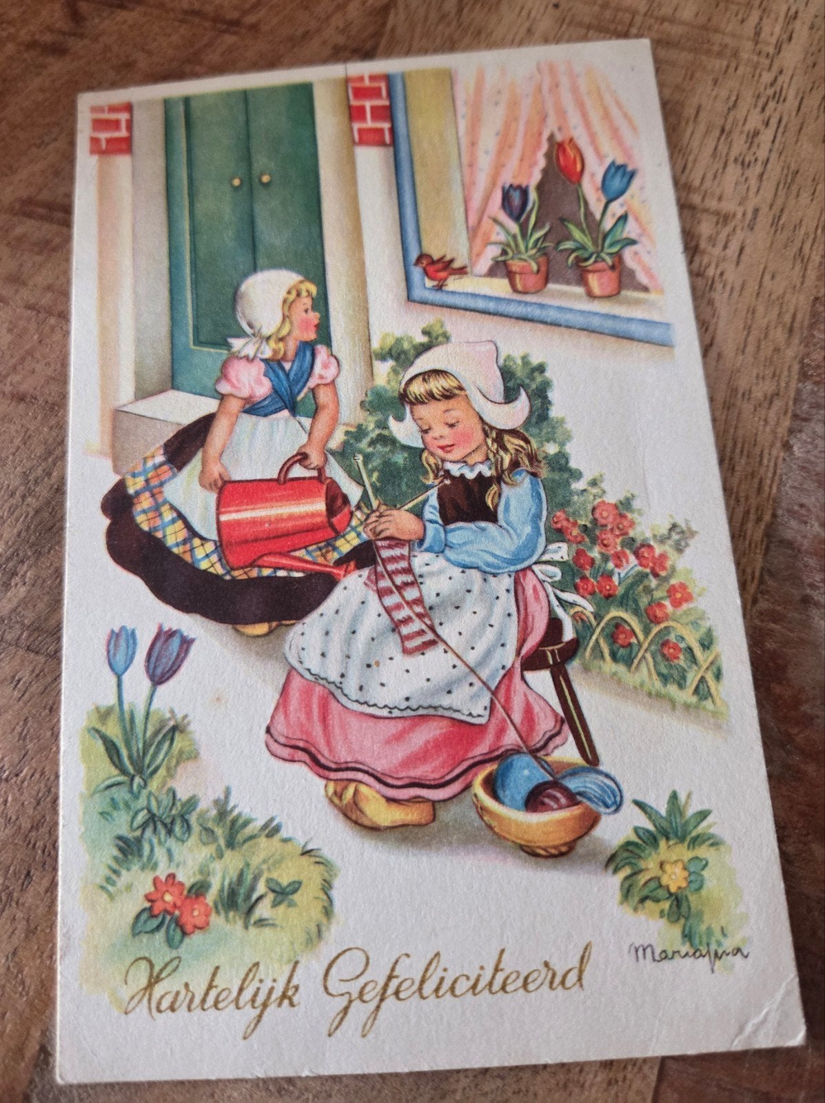 Meisjes in Klederdracht - Hartelijk Gefeliciteerd, Verzenden, 1940 tot 1960, Gelopen, Kinderen