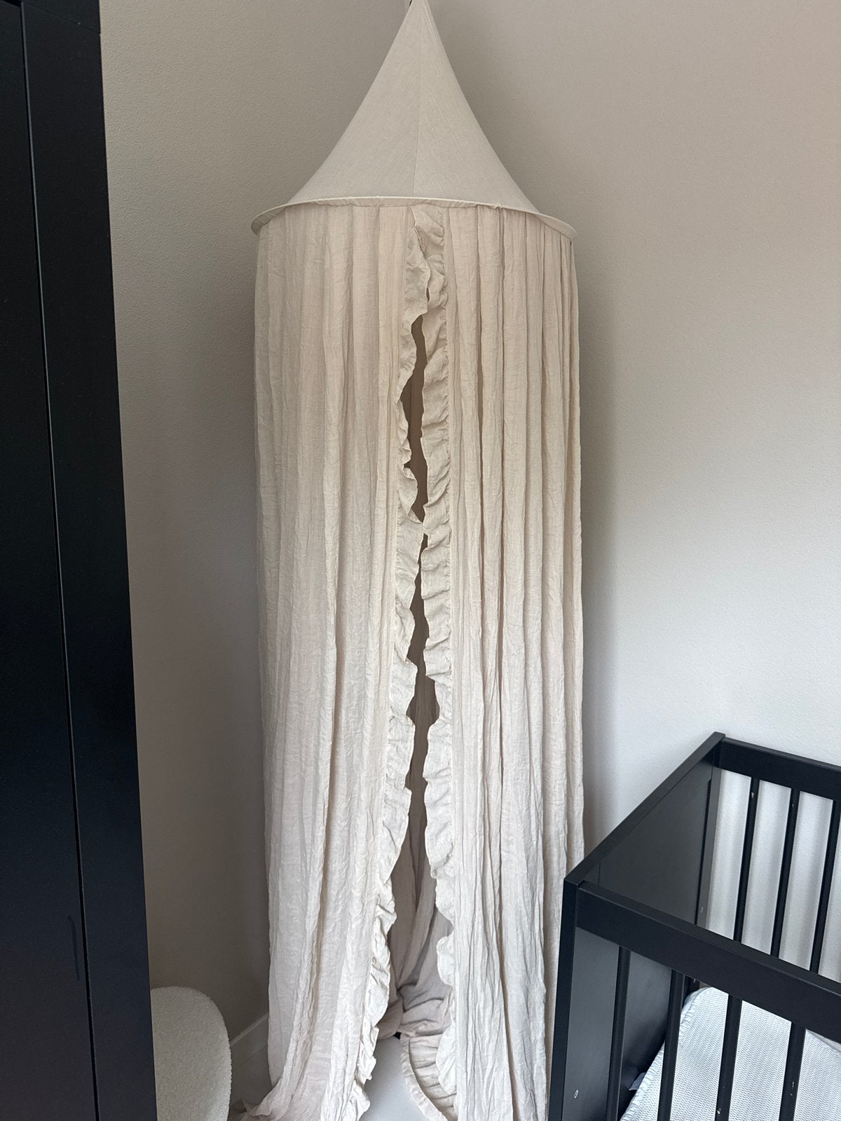 Jollein ruffle klamboe met verstelbare piekstok, Kinderen en Baby's, Beige, Jollein, Ophalen of Verzenden, Zo goed als nieuw