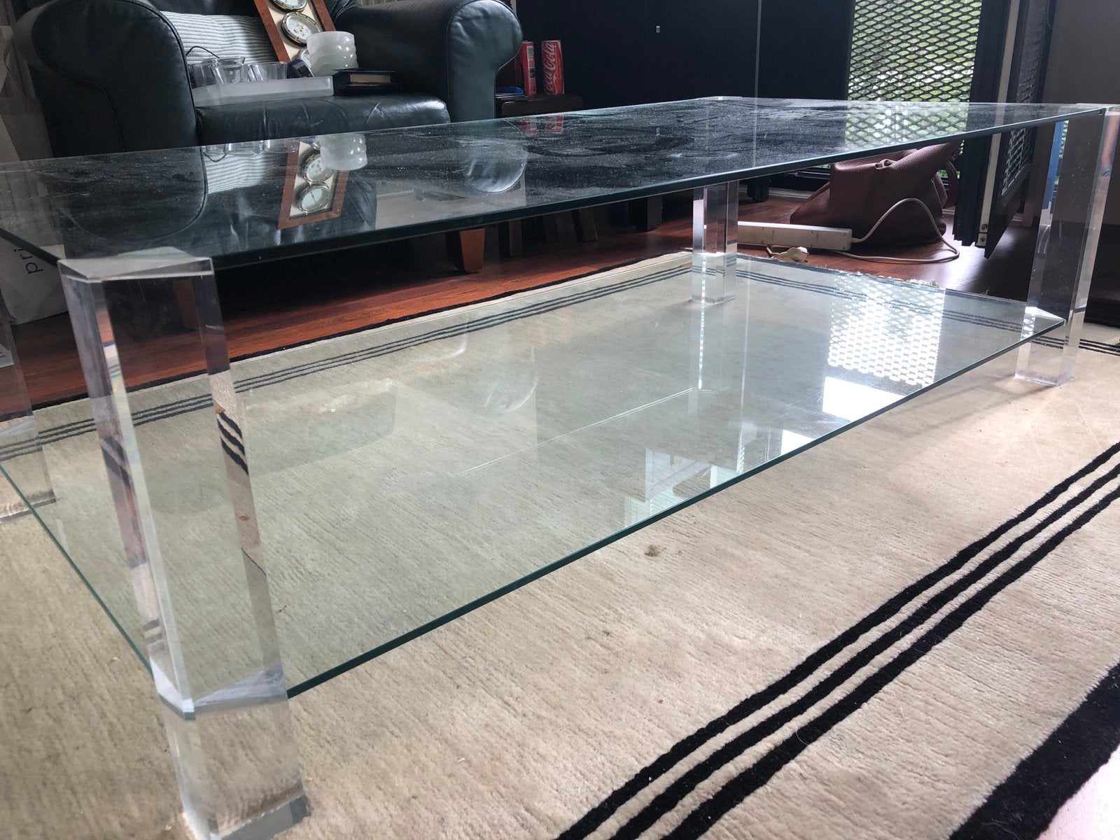 BOR Design "The Hague" Glazen Salontafel - 130x70cm, Ophalen, Gebruikt, 100 tot 150 cm, 50 tot 100 cm