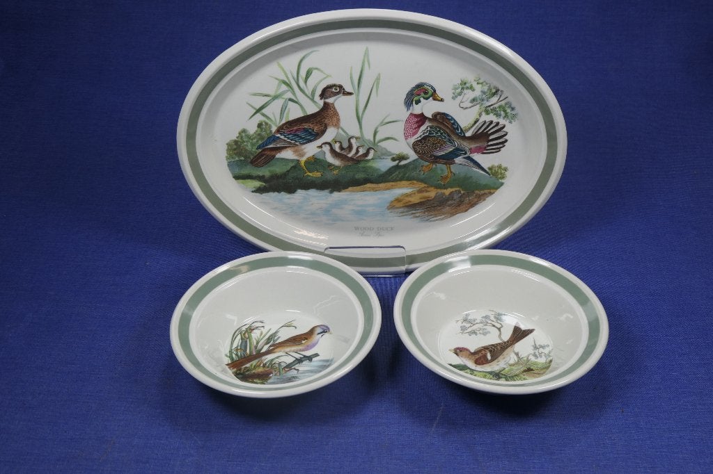 3 Prachtige gave Engels porseleinen schalen met vogel decor., Portmeirion, Porselein of Keramiek, Schaal, Vaatwasserbestendig