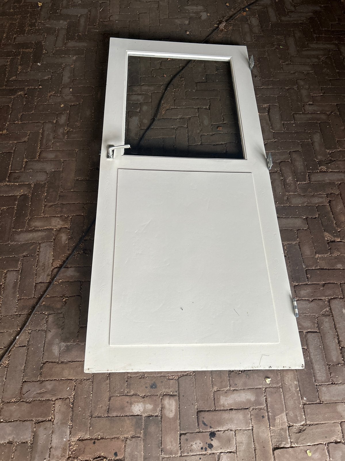 Witte binnenBuitendeur+Glaspaneel scharnieren+Klink 87x194, Doe-het-zelf en Verbouw, Ophalen, Gebruikt