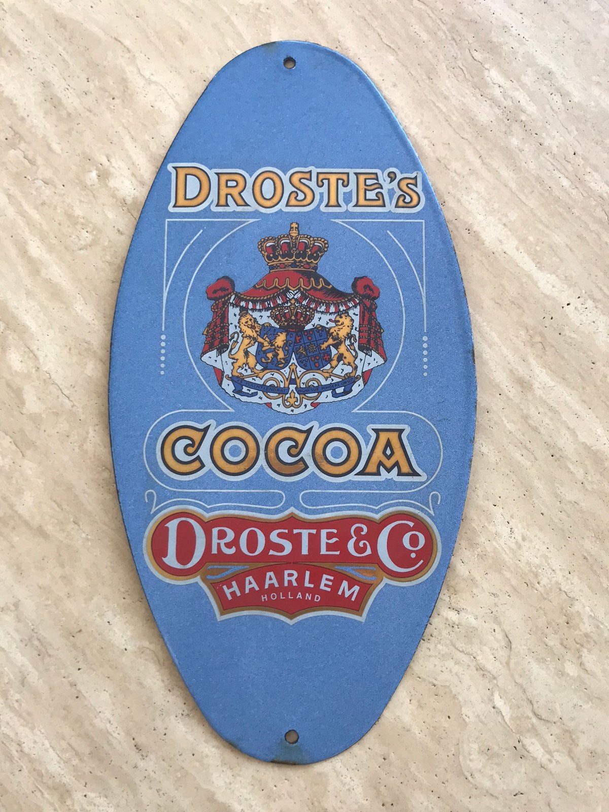 Droste Cacao emaille reclamebord, Ophalen of Verzenden, Gebruikt, Reclamebord
