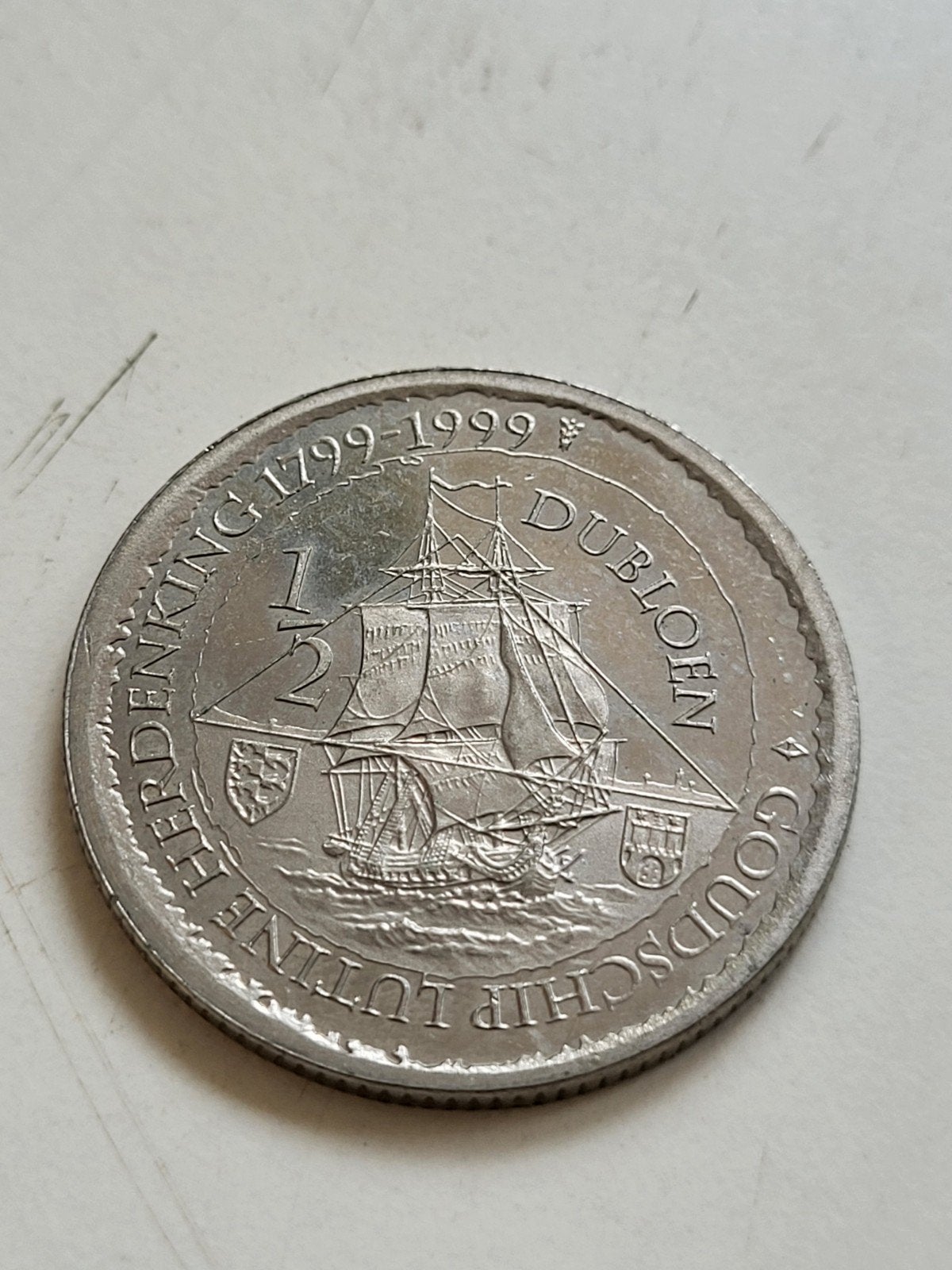 Penning Goudschip Lutine 1799-1999 Terschelling, Ophalen of Verzenden