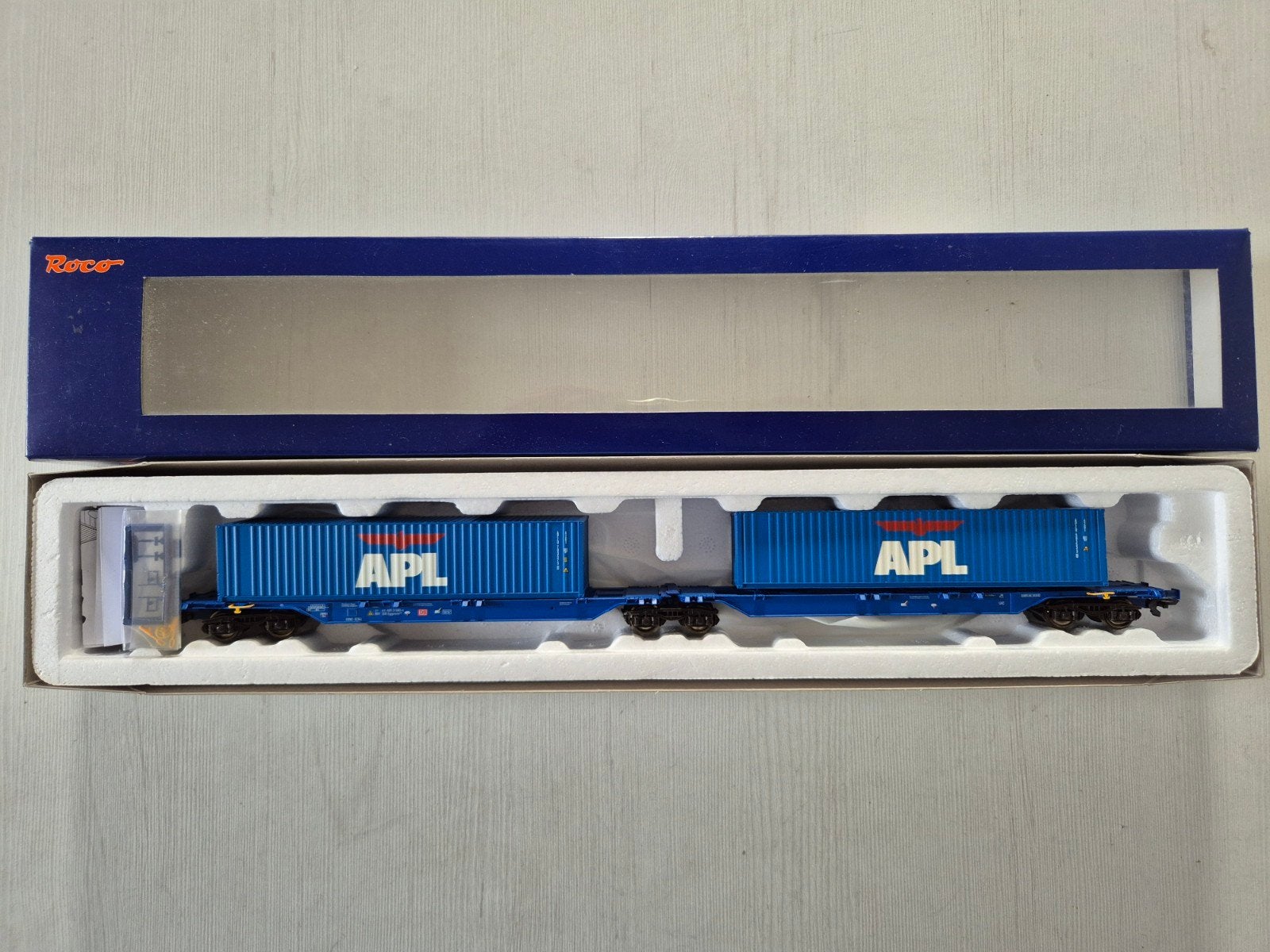 Fraaie Roco H0 DB dubbele containerwagon 67826 A.P.L., Gelijkstroom, Wagon, Ophalen of Verzenden, Zo goed als nieuw