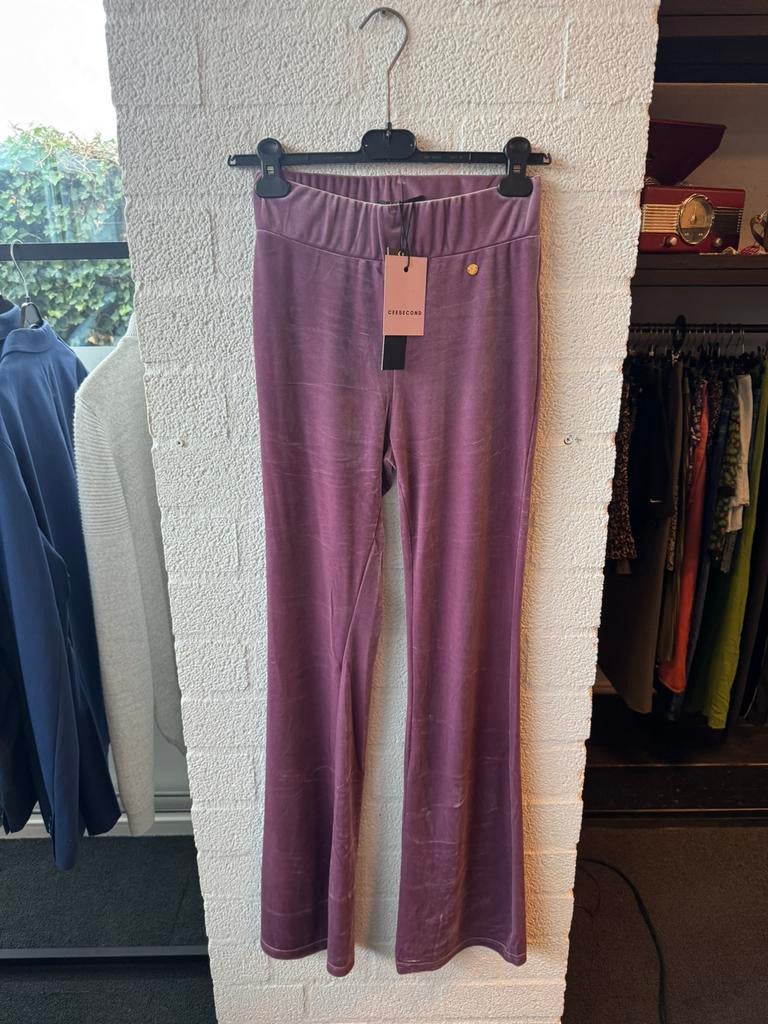 Yehwang nieuwe flare pantalon maat S velvet, Paars, Nieuw, Ophalen of Verzenden, Maat 36 (S)