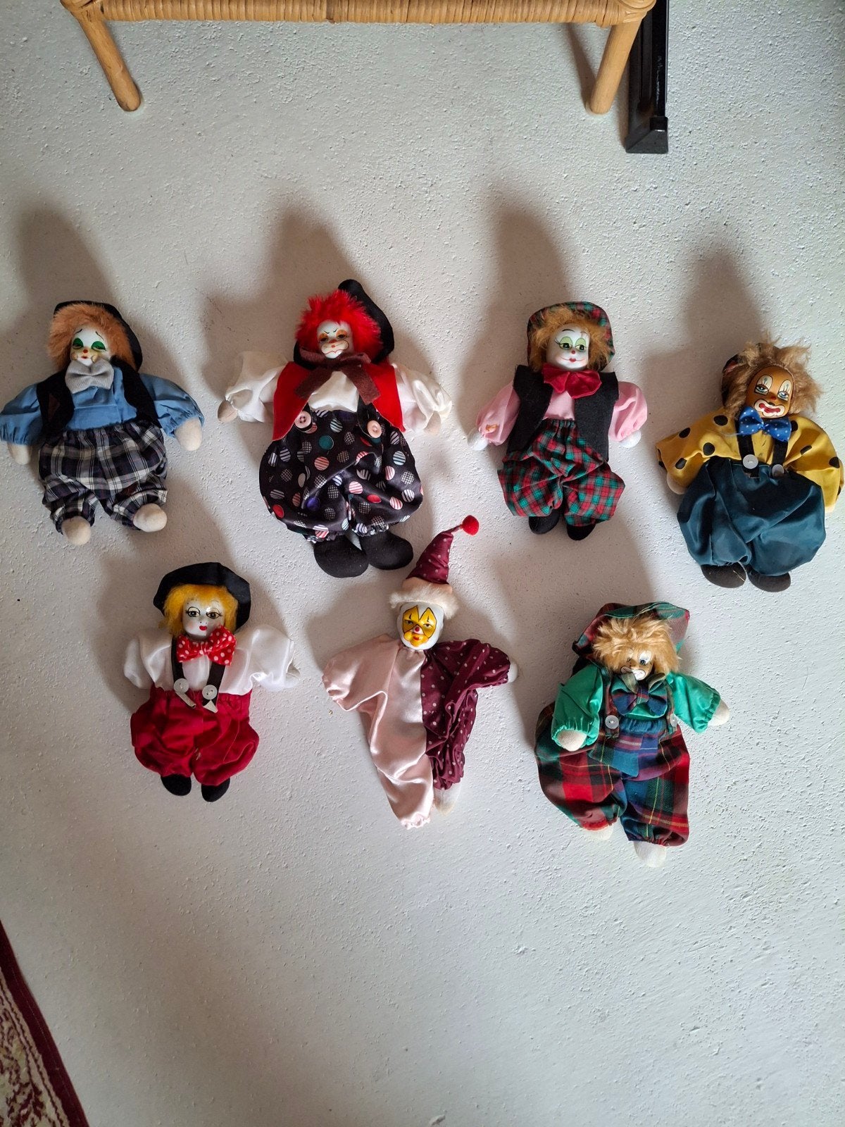 Set van 7 vintage clown poppen - decoratie, Ophalen of Verzenden, Nieuw, Pop