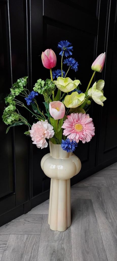 Prachtig Boeket Kunstbloemen - Roze, Groen, Blauw - 60 cm, Huis en Inrichting, Ophalen of Verzenden
