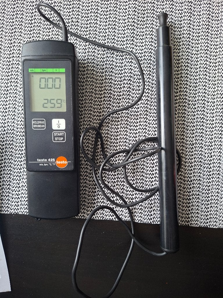 Vintage Testo 425 Luchtsnelheidsmeter type 0560 4250, Ophalen of Verzenden, Gebruikt, Overige meters