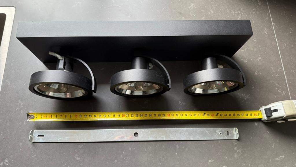 Moderne 3 spots lamp zwart, Ophalen of Verzenden, Zo goed als nieuw, Metaal of Aluminium
