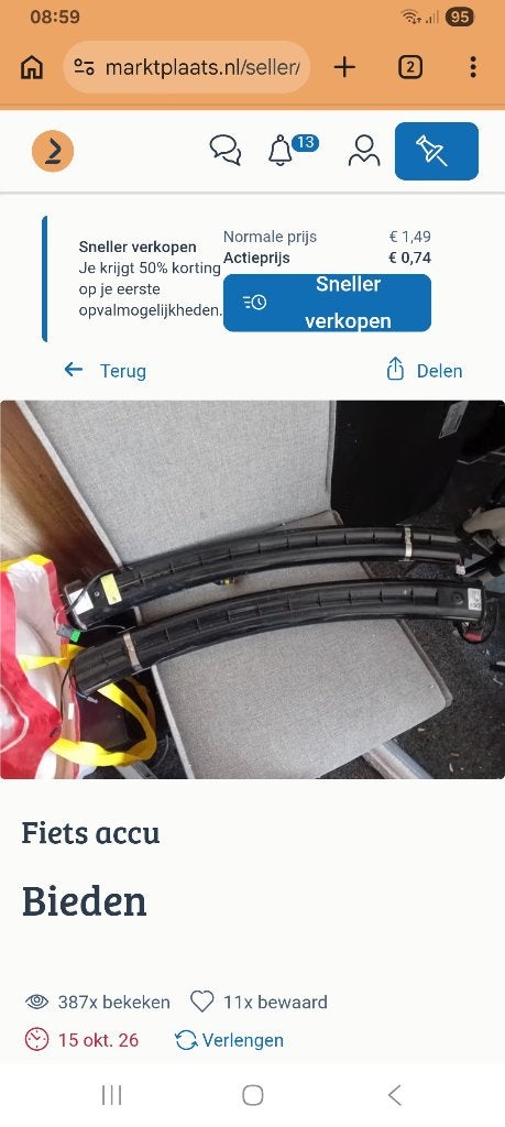 Accu fietsen, Ophalen of Verzenden, Gebruikt, Overige merken