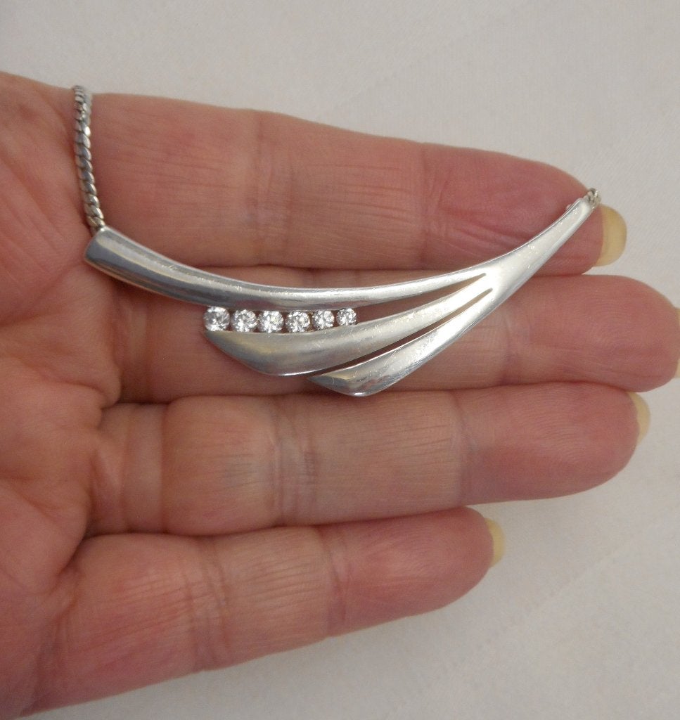Zilveren verstelbaar collier met modernist hanger nr.1369, Verstelbaar, Verzenden, Zo goed als nieuw, Zilver