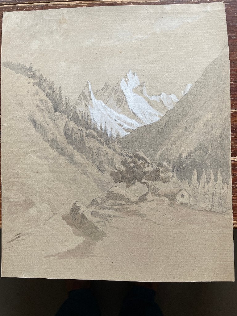 Pasteltekening Berglandschap, Ophalen of Verzenden, Tekening, Pasteltekening, Handgemaakt