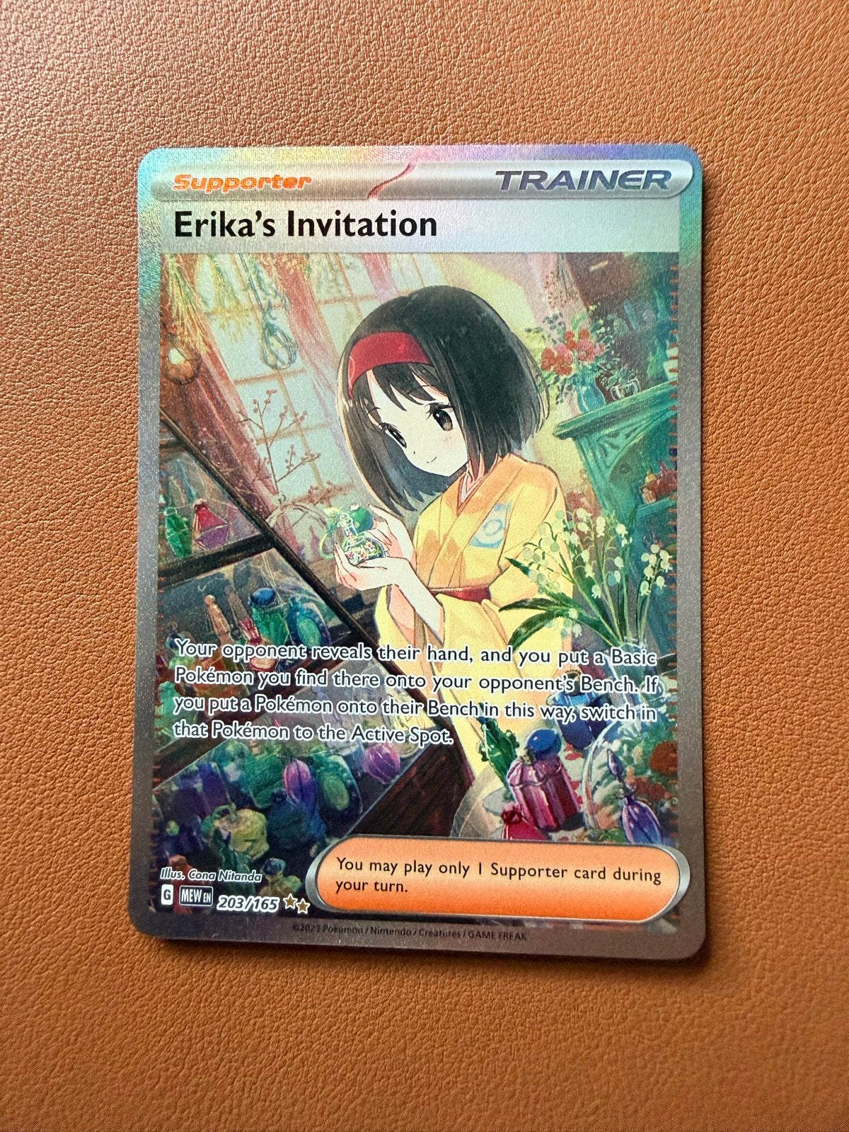 Pokémon TCG: Erika's Invitation (Full Art) - Obsidian Flames, Ophalen of Verzenden, Zo goed als nieuw, Losse kaart