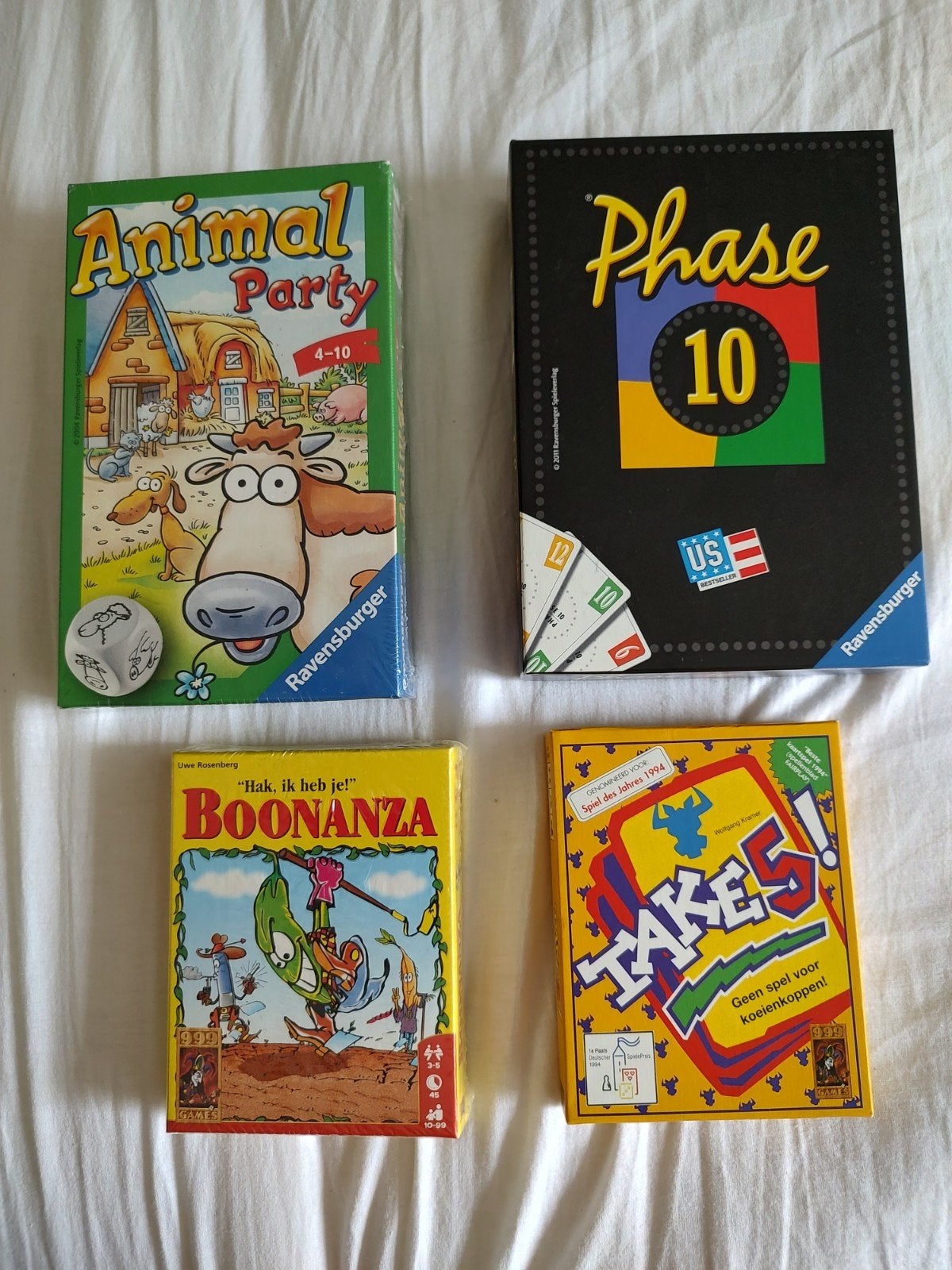 Boonanza, Take 5, Phase 10 en Animal Party. NIEUW, Hobby en Vrije tijd, Gezelschapsspellen | Kaartspellen, Vijf spelers of meer