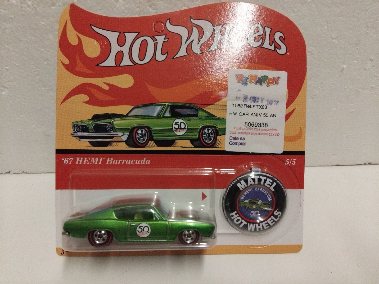 Hot Wheels 59th anniversary Plymouth Barracuda Hemi 3INCH, Ophalen of Verzenden, Zo goed als nieuw, Auto