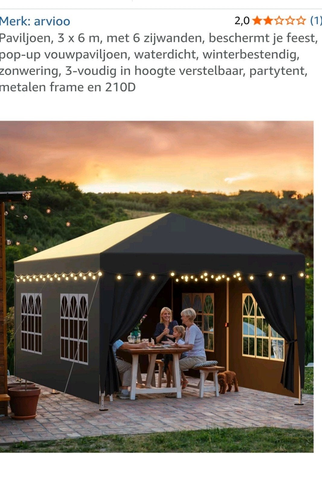Arvioo Paviljoen 3x6m met 6 zijwanden - Pop-up & Waterdicht, Tuin en Terras, Partytenten, Ophalen, Opvouwbaar, Nieuw, 2 meter of meer