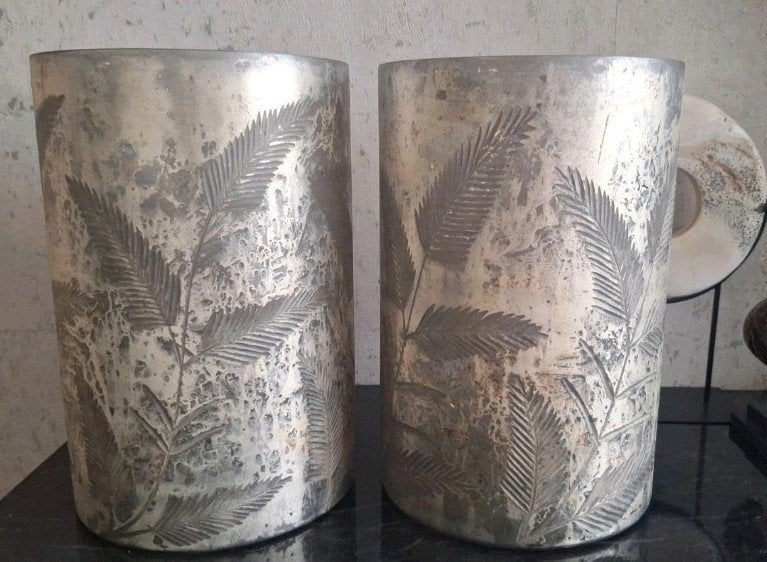 Grote glazen windlichten champagne goud, Beige, Nieuw, Ophalen of Verzenden, Glas