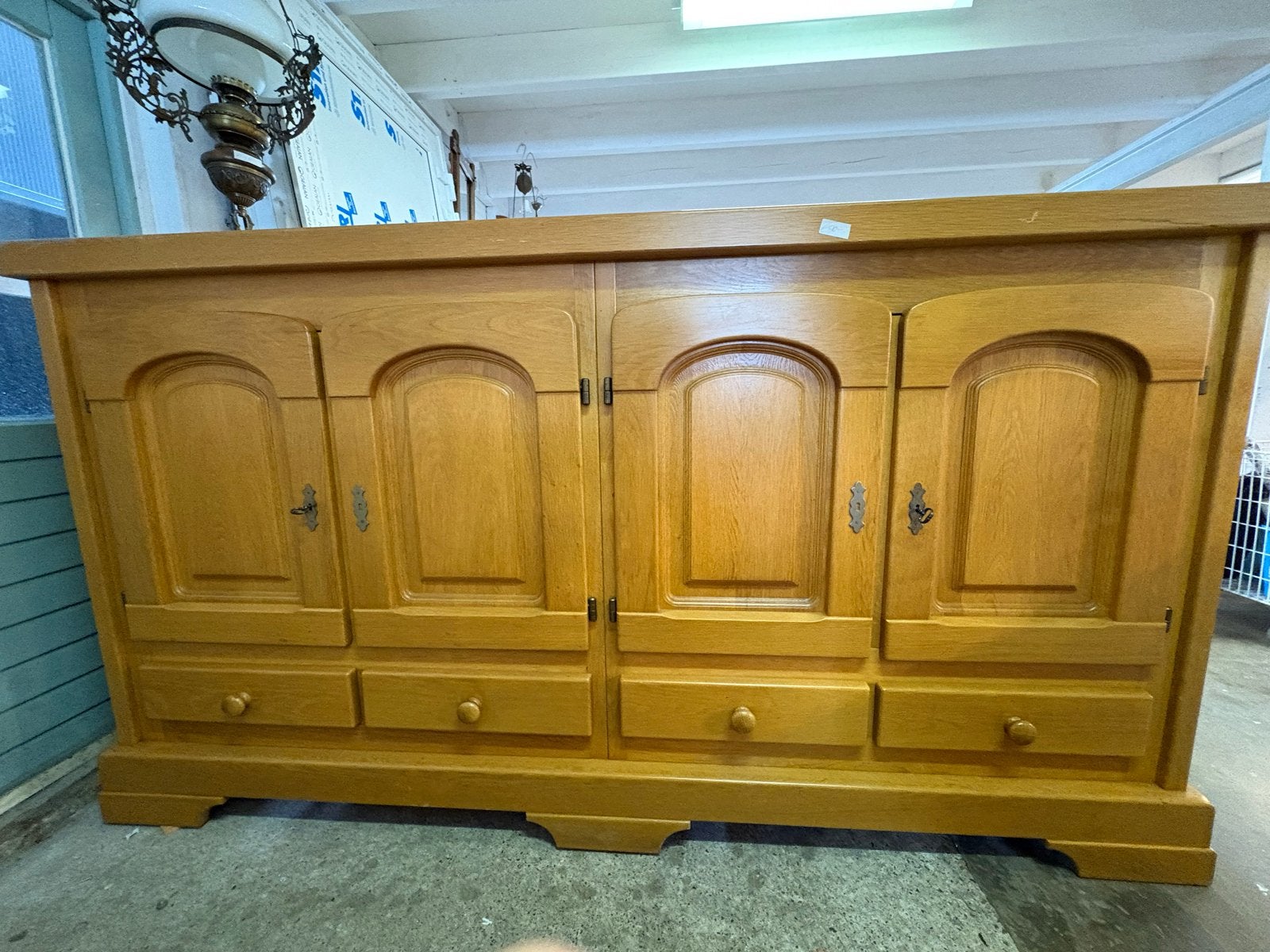 Eikenhouten dressoir 243x55x133 cm, Ophalen, Gebruikt, Eikenhout, 200 cm of meer