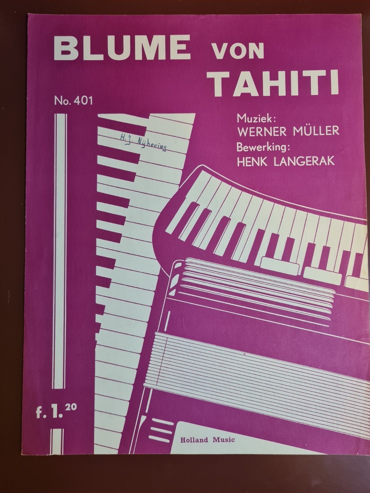 Blume von Tahiti - Werner Müller bladmuziek voor accord, Gebruikt, Accordeon, Ophalen of Verzenden, Artiest of Componist