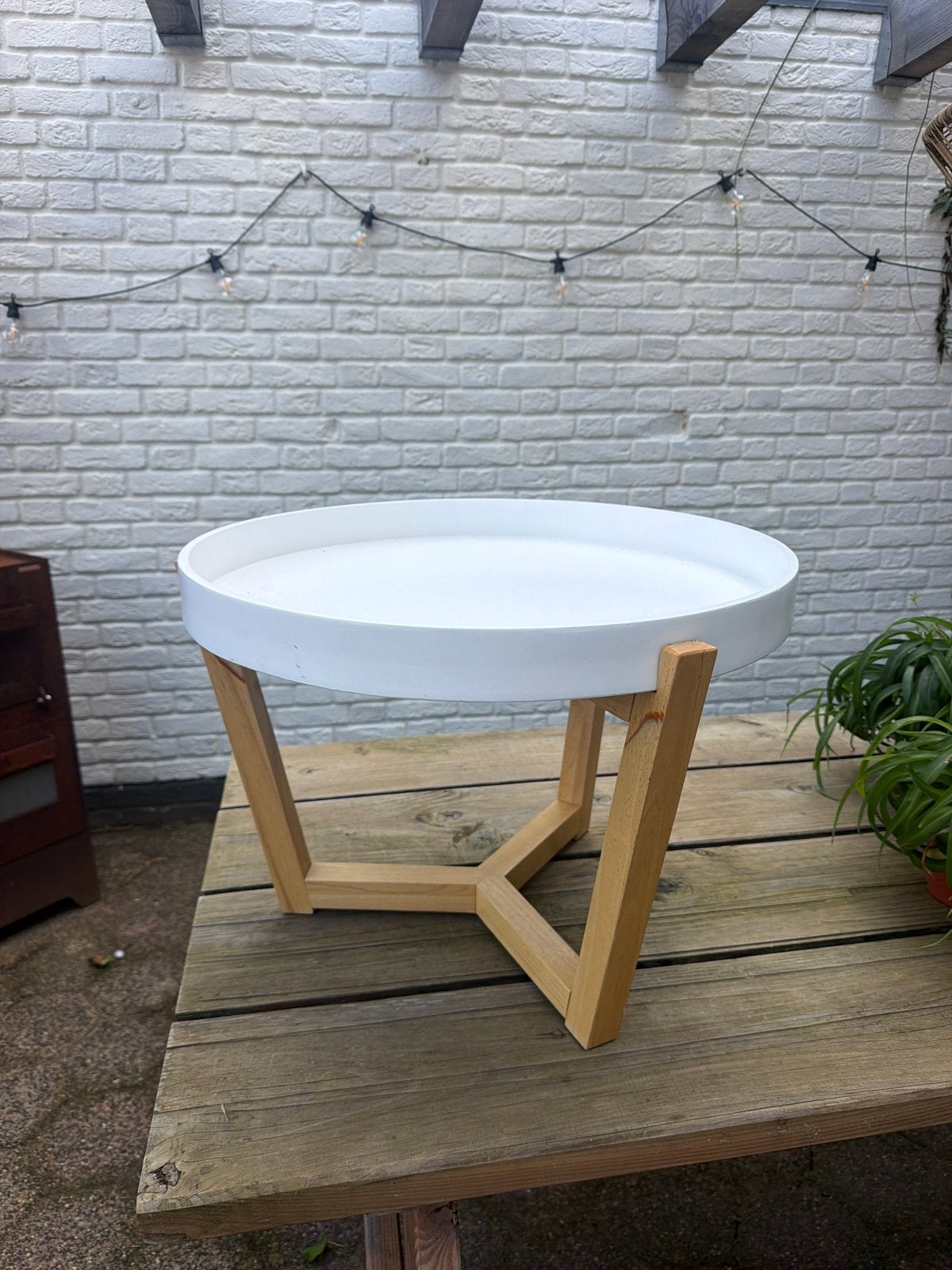 Scandinavisch wit bijzettafeltje, Minder dan 45 cm, Minder dan 55 cm, Gebruikt, Rond
