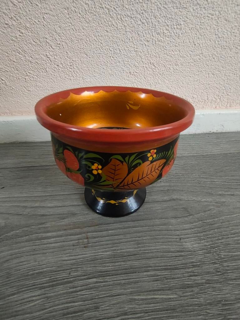 Handgeschilderd Khokhloma kommetje - Russische volkskunst, Antiek en Kunst, Ophalen of Verzenden