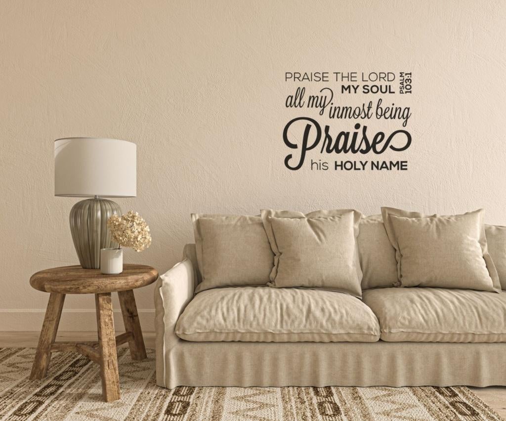 Christelijke muursticker wandtekst Praise the Lord, Huis en Inrichting, The River House, Info@theriverhouse.nl, Nieuw, Ophalen of Verzenden
