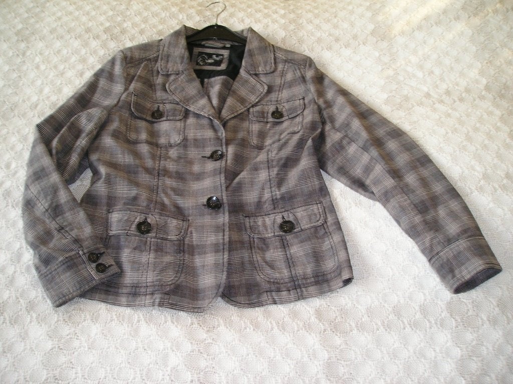 zwart geruit jasje Essentials maat 44, Ophalen, Zwart, Maat 42/44 (L), Zo goed als nieuw