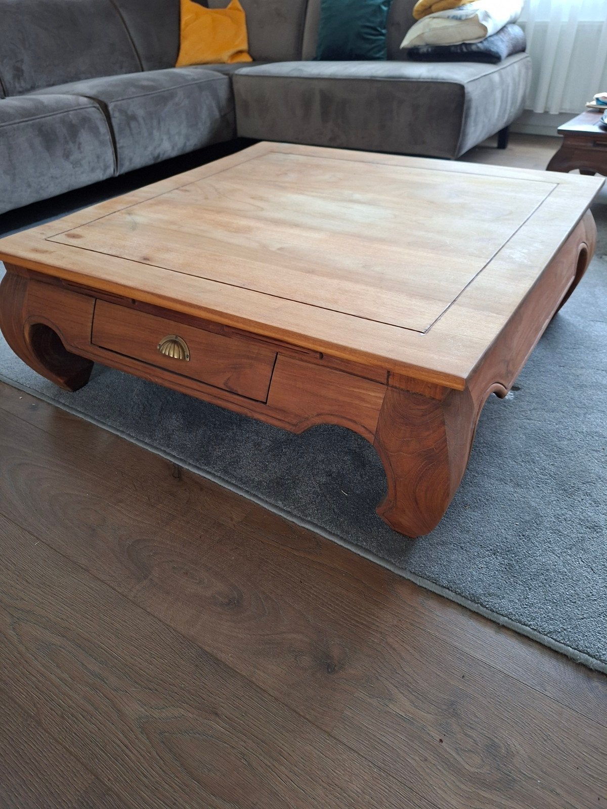 Teakhouten opiumtafel, Ophalen, Gebruikt, 50 tot 100 cm, Aziatisch, Klassiek