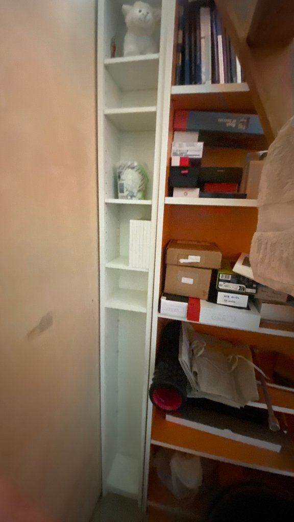 Smalle houten CD/DVD-kast met veel vakken, Ophalen, Minder dan 50 cm, Zo goed als nieuw, Minder dan 25 cm