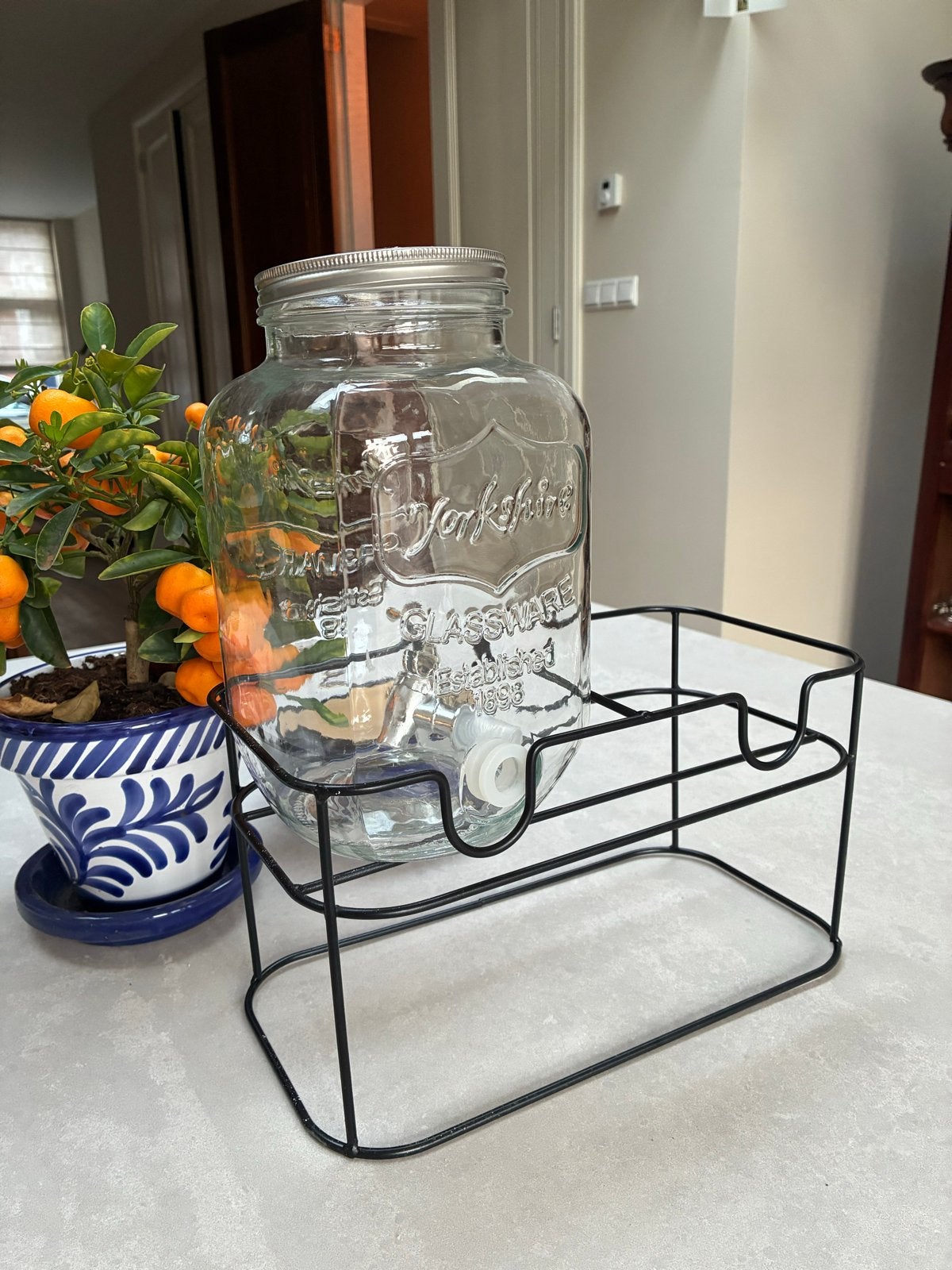Water dispenser met kraantje | 2 Potten en houder voor 4L, Overige typen, Ophalen, Gebruikt, Glas