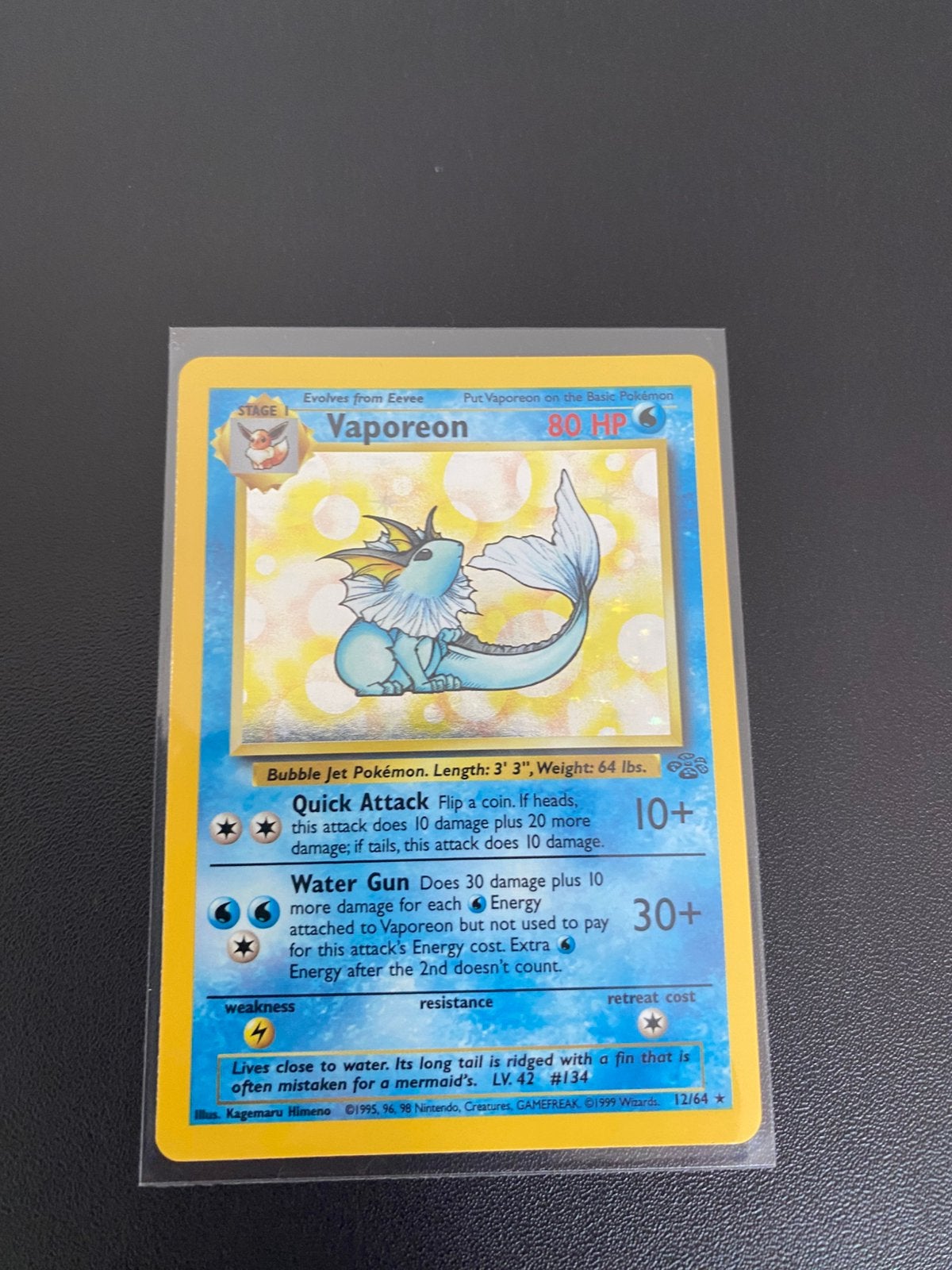 Vaporeon holo jungle M/NM+, Ophalen of Verzenden, Zo goed als nieuw