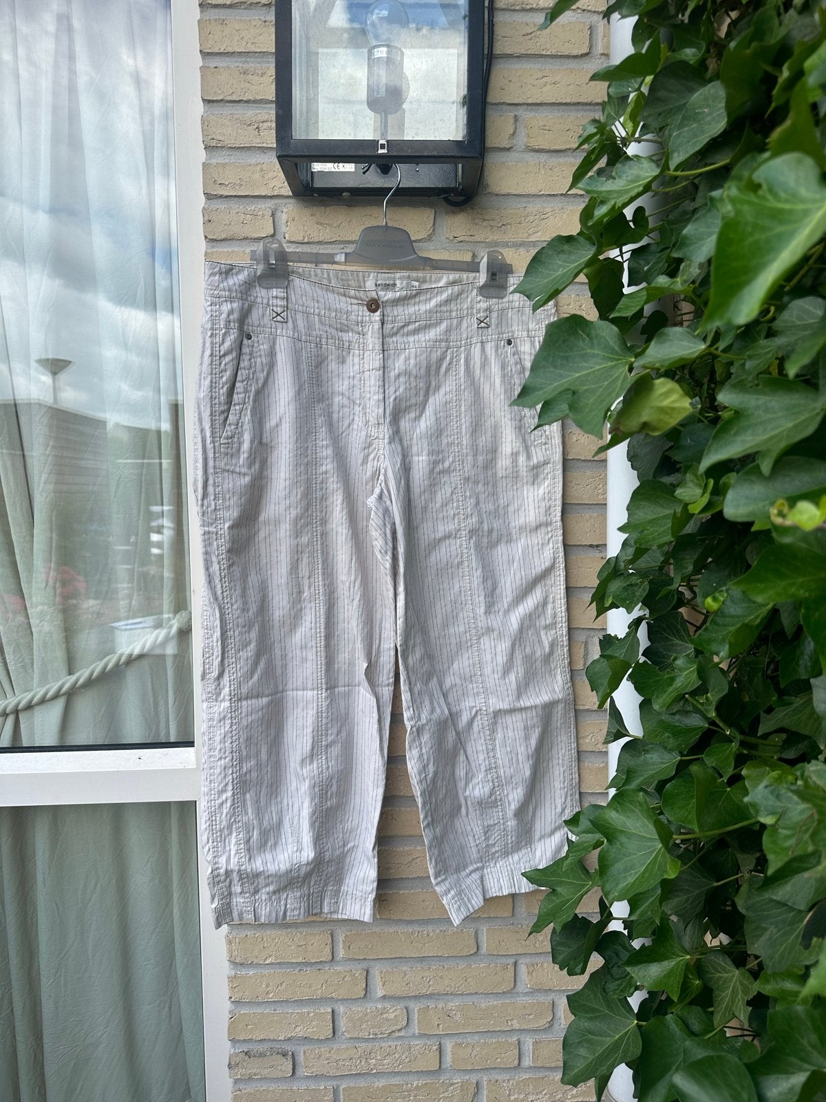 Sandwich gestreepte driekwart broek | crème | maat 44, Beige, Maat 42/44 (L), Ophalen of Verzenden, Zo goed als nieuw