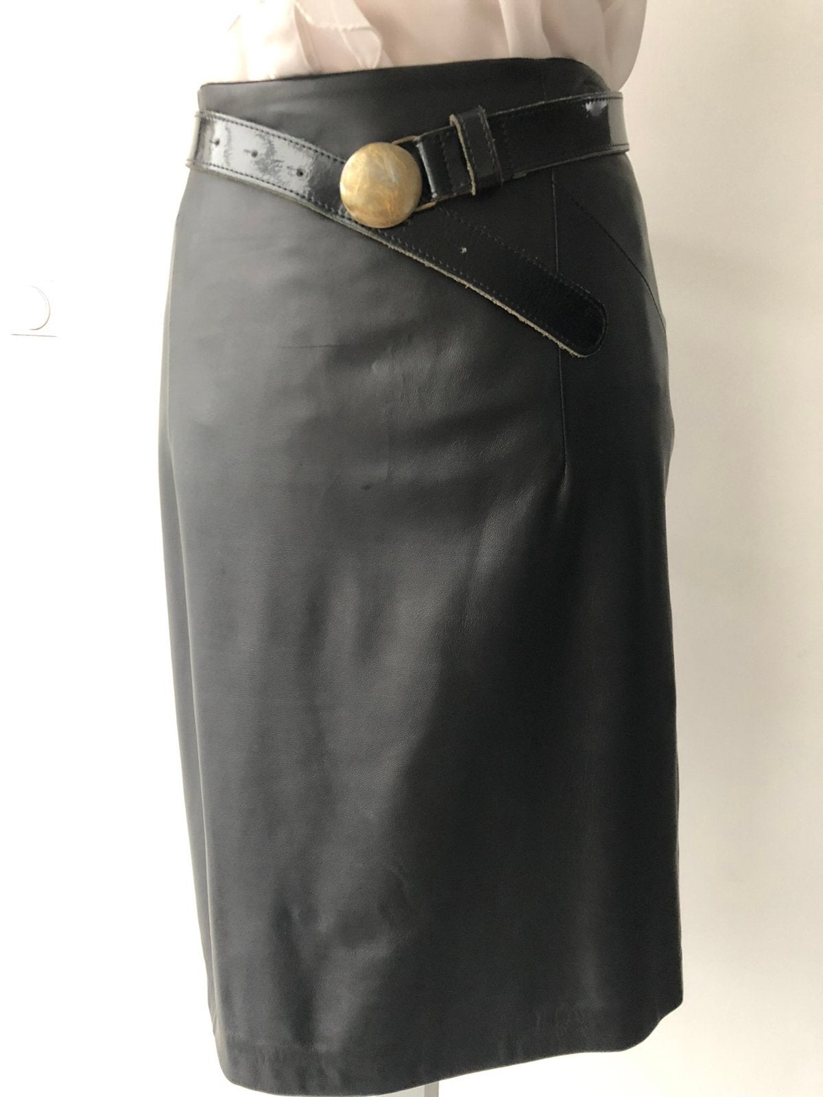 Als Nieuw Hallhuber ledere rok zwart 42 44 xxl, Verzenden, Zwart, Maat 42/44 (L), Zo goed als nieuw
