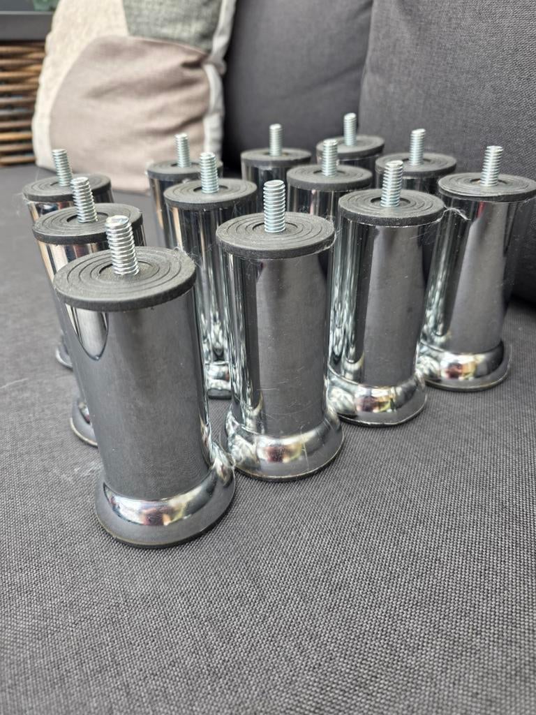 Set van 12 chromen bedpoten, Huis en Inrichting, Ophalen of Verzenden