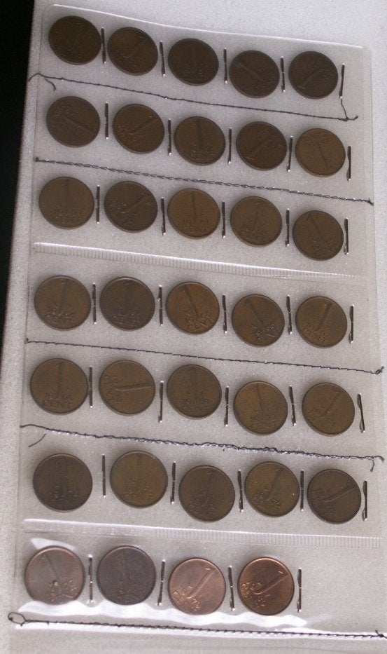 Set centen van 1948 Wilhelmina 1950 t/m 1980 Juliana, Ophalen of Verzenden, Koningin Juliana, 1 cent, Losse munt
