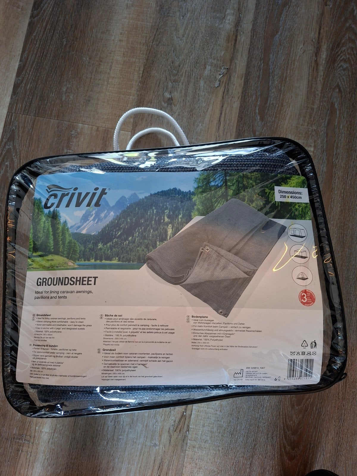 Nieuw Crivit Grondzeil 4.50x2.50m - Toegestaan op gras, Caravans en Kamperen, Caravan accessoires, Ophalen of Verzenden, Nieuw