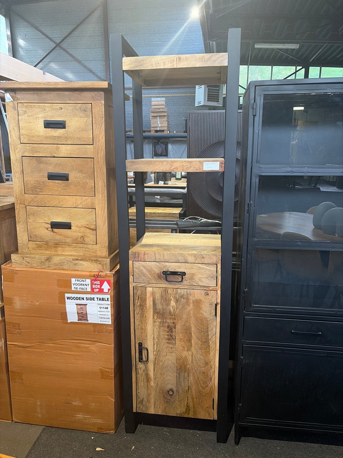 Boekenkast mangohout 200x55x40 - Weco Meubelen, Ophalen, Nieuw