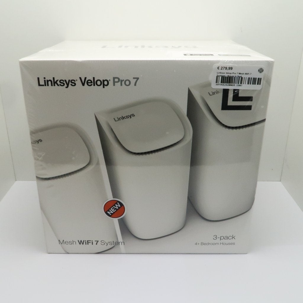 Linksys Velop Pro 7 Mesh WiFi 7 Systeem | Nieuw in Seal, Computers en Software, Netwerk switches, Linksys, Nieuw, Support@linksys.com