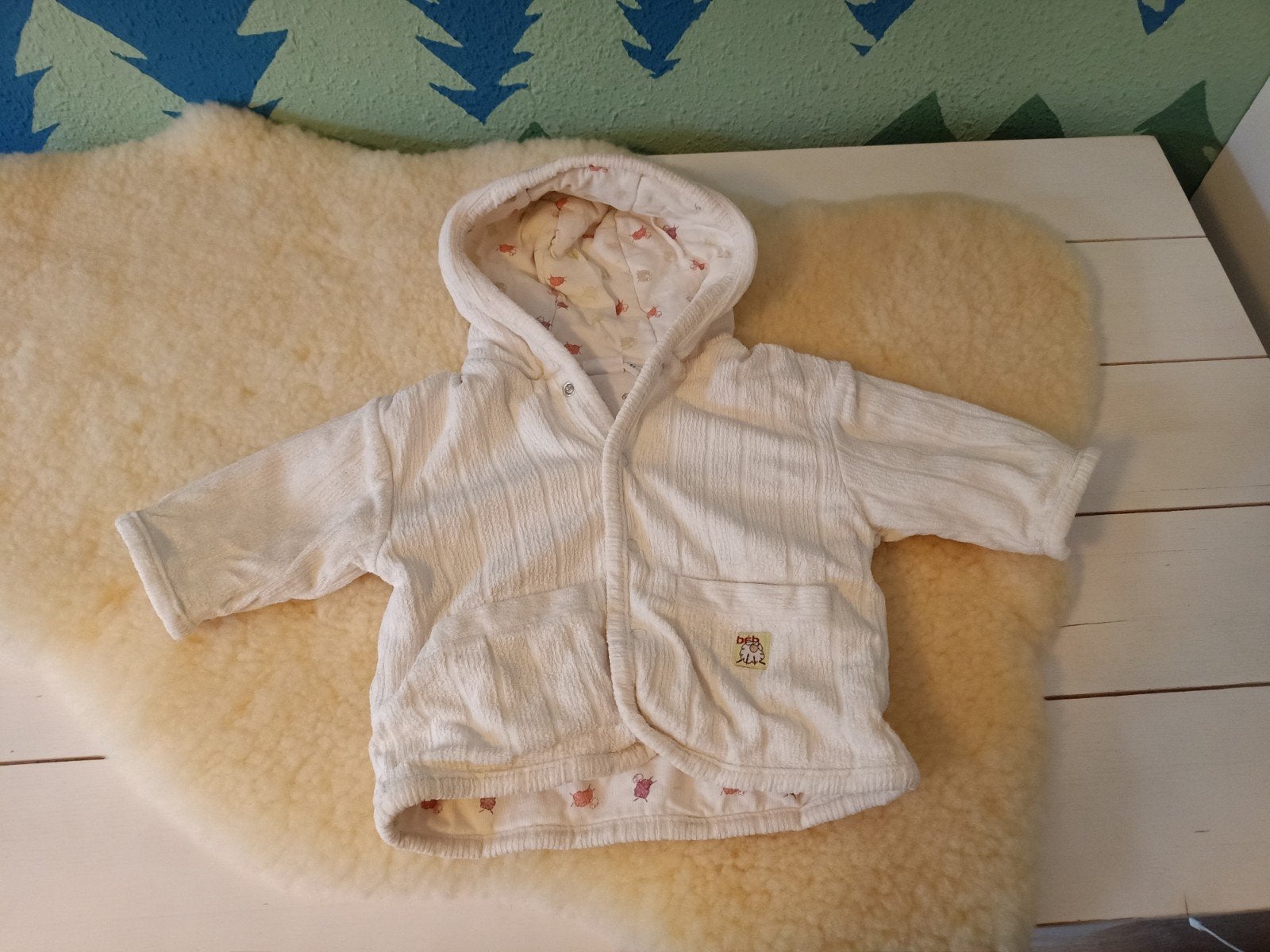 Wit geribbeld baby jasje - maat 62, Jongetje of Meisje, Ophalen of Verzenden, Zo goed als nieuw, Jasje