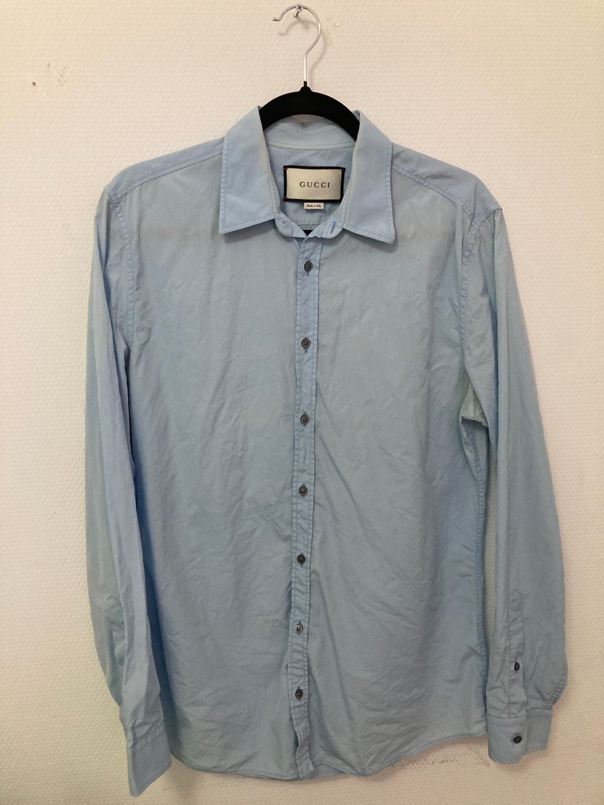 Gucci Shirt, Ophalen of Verzenden, Gedragen, Blauw, Halswijdte 39/40 (M)