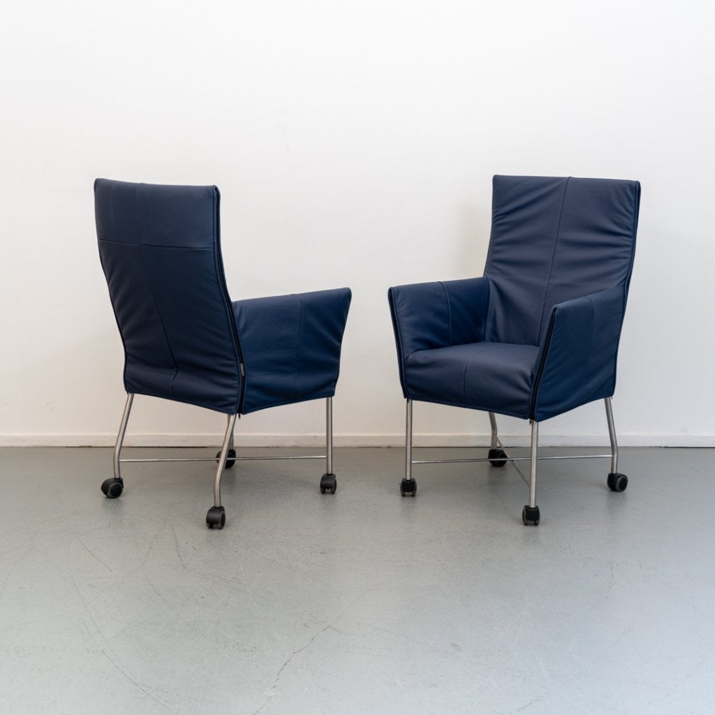Montis Chaplin eetkamerstoelen kobaltblauw - verrijdbaar, Huis en Inrichting, Niet ingevuld, Zo goed als nieuw, Niet ingevuld