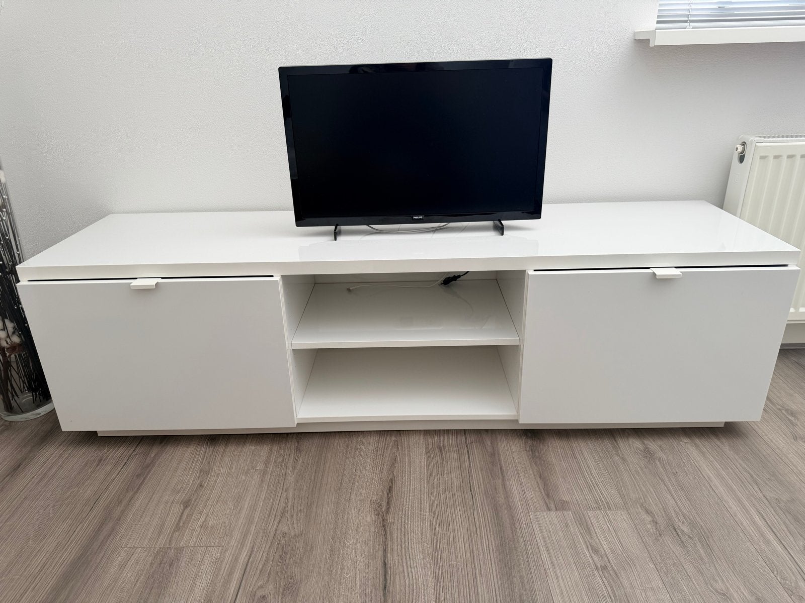 IKEA BYÅS TV-meubel hoogglans wit - 160x42x45 cm, Ophalen, Gebruikt, 150 tot 200 cm, Minder dan 100 cm
