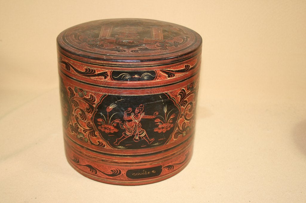 Antieke lakwerk Betel doos Shiri doos Kun it Birma, Antiek en Kunst, Ophalen of Verzenden