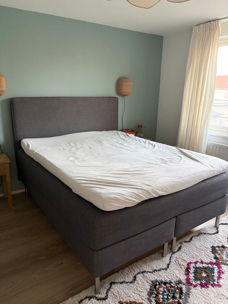 Ikea Boxspring 160x200 incl. topper, Huis en Inrichting, Slaapkamer | Boxsprings, Gebruikt, 160 cm, 200 cm, Tweepersoons, Grijs